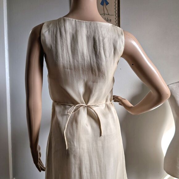 Vintage 90s Laura Ashley Silk Maxi Dress Floral Embroidery Shift Cottagecore 6 - Picture 6 of 13